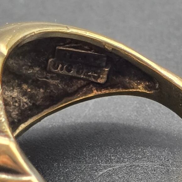 UTC 925 Italy Gold Tone Sterling Silver Ring Textured Ribbed Size 9 - Picture 7 of 10